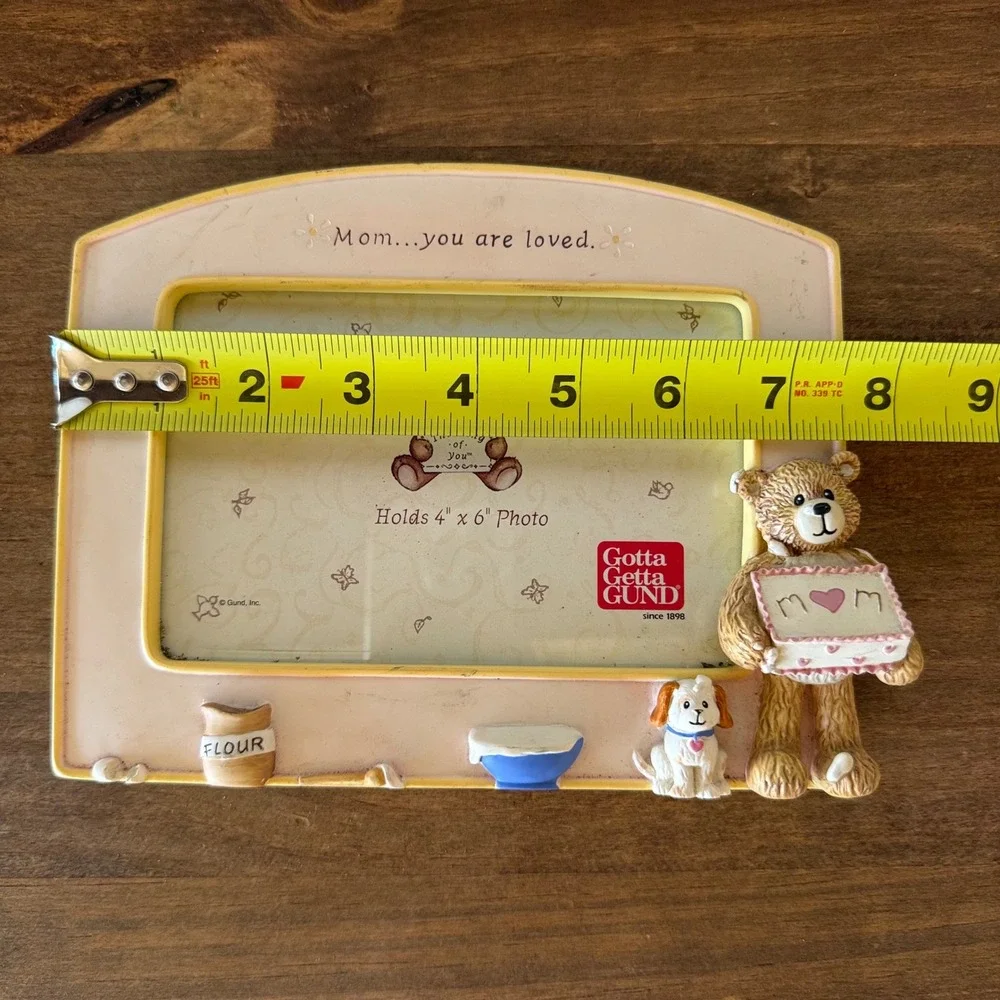 2pc Vintage GUND Mom You Are Loved Bear 4x6 Photo Frames